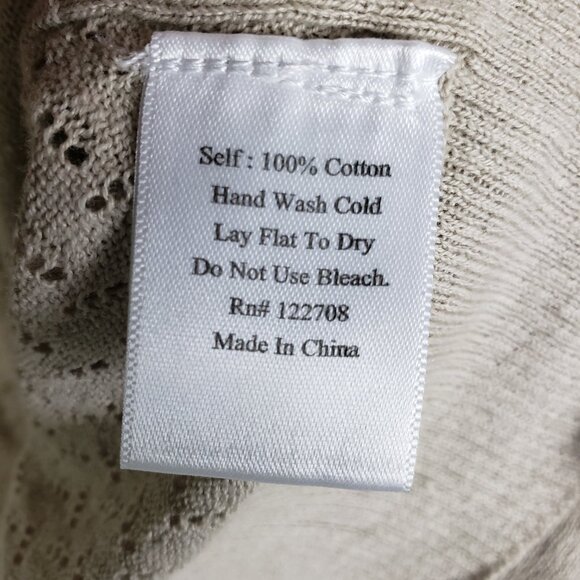 Pete & Greta Johnny Was Cardigan Open Front Lightweight Knit Cotton size L Ivory - Picture 6 of 10